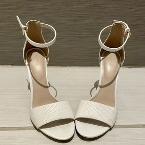 ALDO White Faux Lizard Strappy Heel Shoes